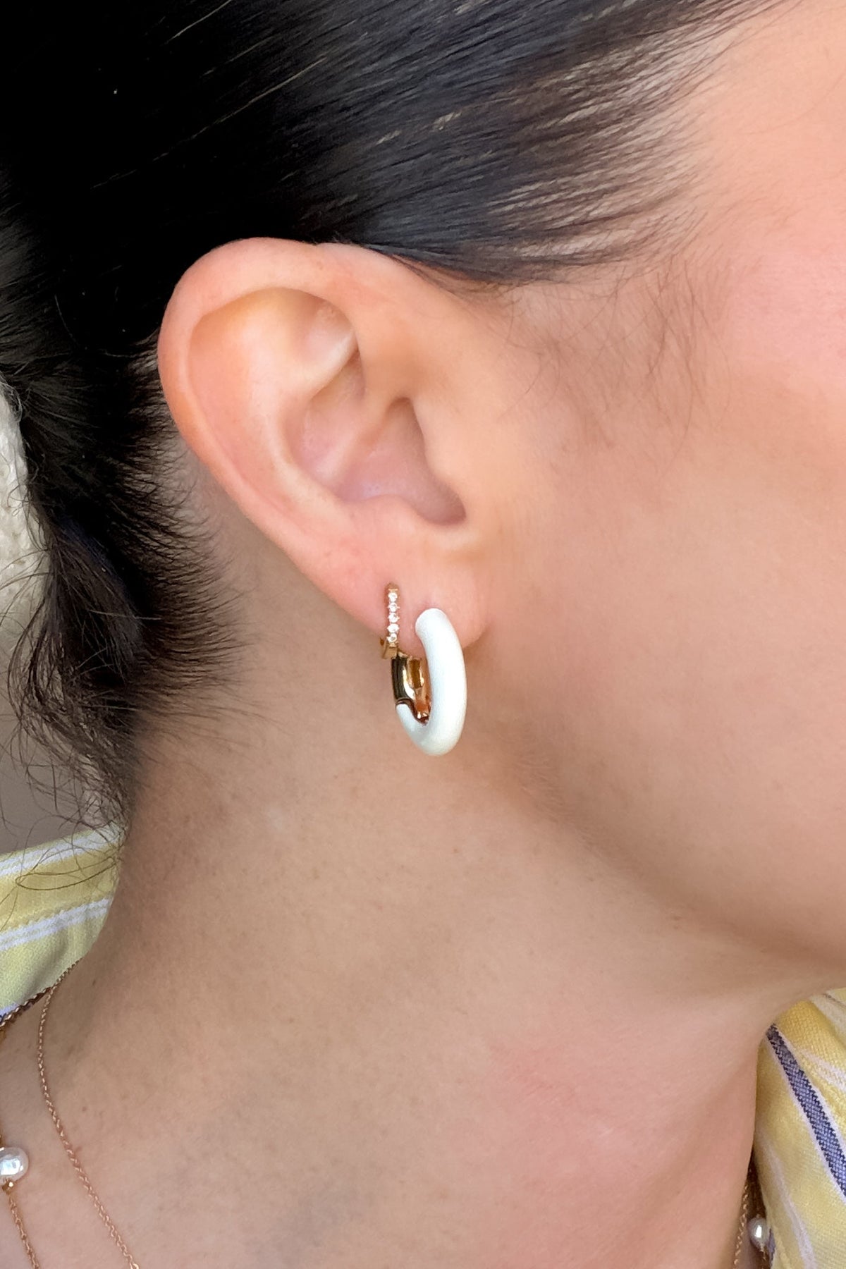 Ivory & Gold Hoop Earrings - Women's Jewelry - Blooming Daily