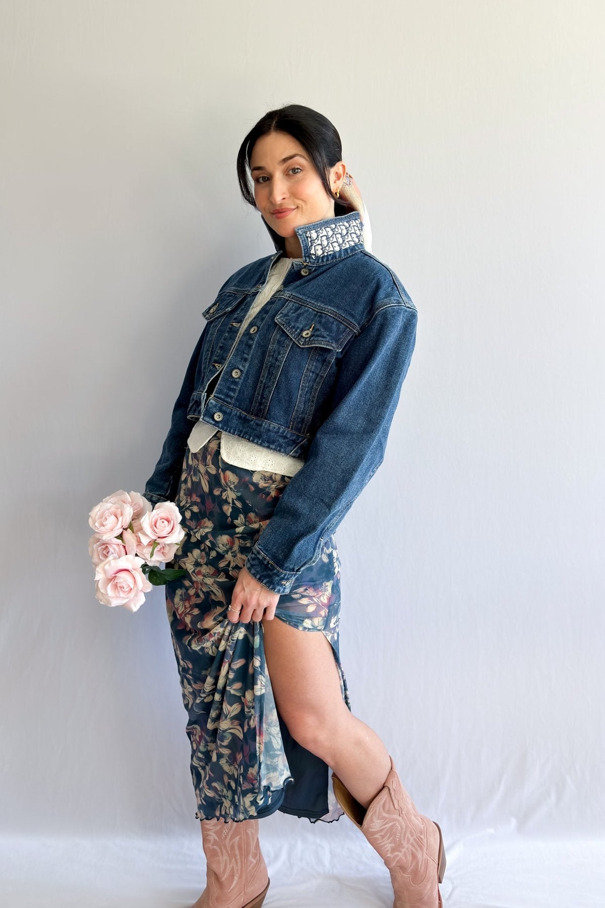 Jean Jacket Custom Design Dark Wash Denim - Women&#39;s Jacket - Blooming Daily