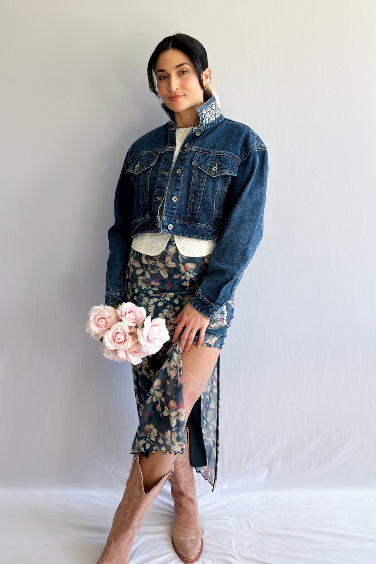 Jean Jacket Custom Design Dark Wash Denim - Women&#39;s Jacket - Blooming Daily