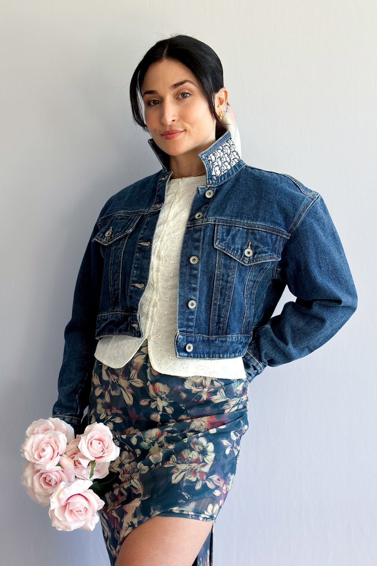 Jean Jacket Custom Design Dark Wash Denim - Women&#39;s Jacket - Blooming Daily