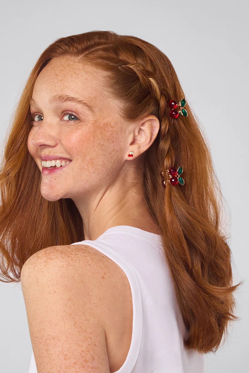 Kitsch Cherry Mini Rhinestone Claw Clips (2 - Pack) - Women's Hair Accessories - Blooming Daily