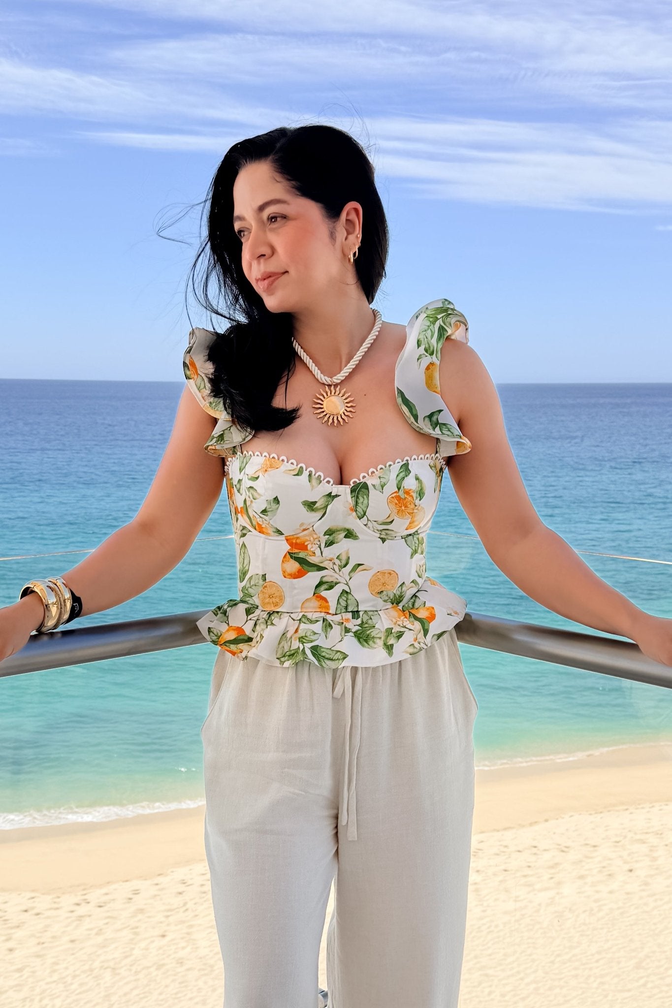 LAST ONE | Lemon Corset Top | Dressy Summer Tank Tops - Women's Shirts & Tops - Blooming Daily