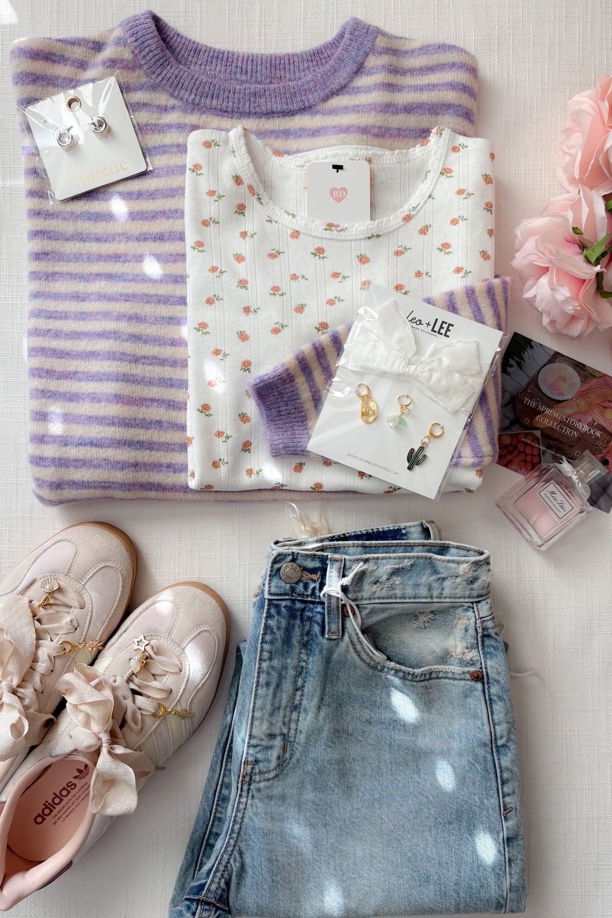 Lavender Stripe Lightweight Knit Sweater - Women's Sweaters - Blooming Daily