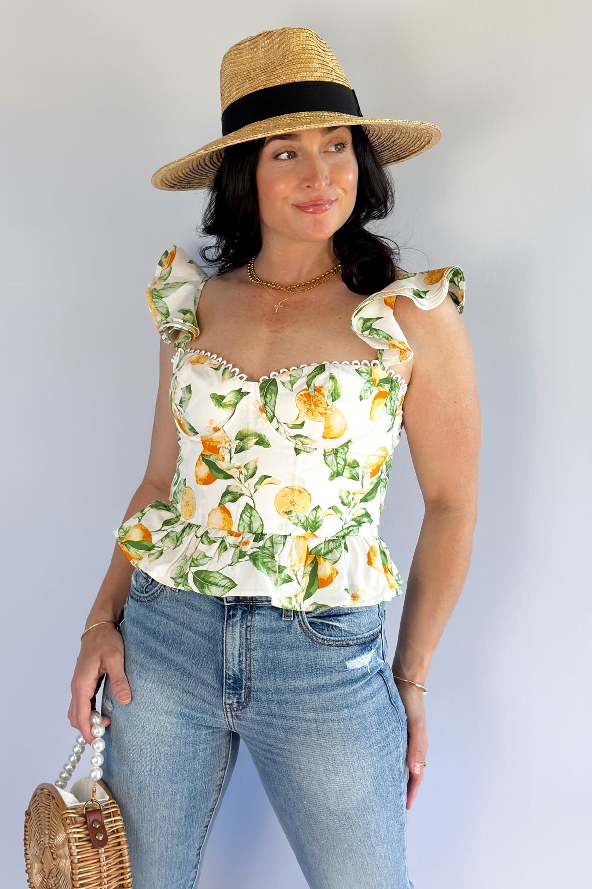 Lemon Corset Top | Dressy Summer Tank Tops - Women&#39;s Shirts &amp; Tops - Blooming Daily