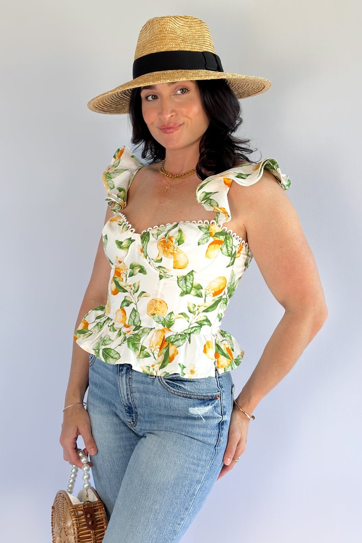 Lemon Corset Top | Dressy Summer Tank Tops - Women&#39;s Shirts &amp; Tops - Blooming Daily