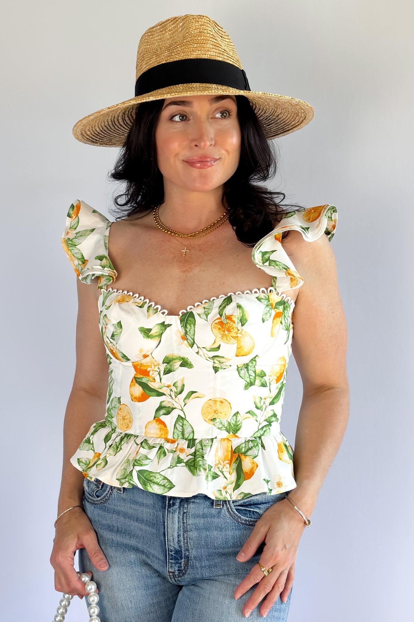 Lemon Corset Top | Dressy Summer Tank Tops - Women's Shirts & Tops - Blooming Daily
