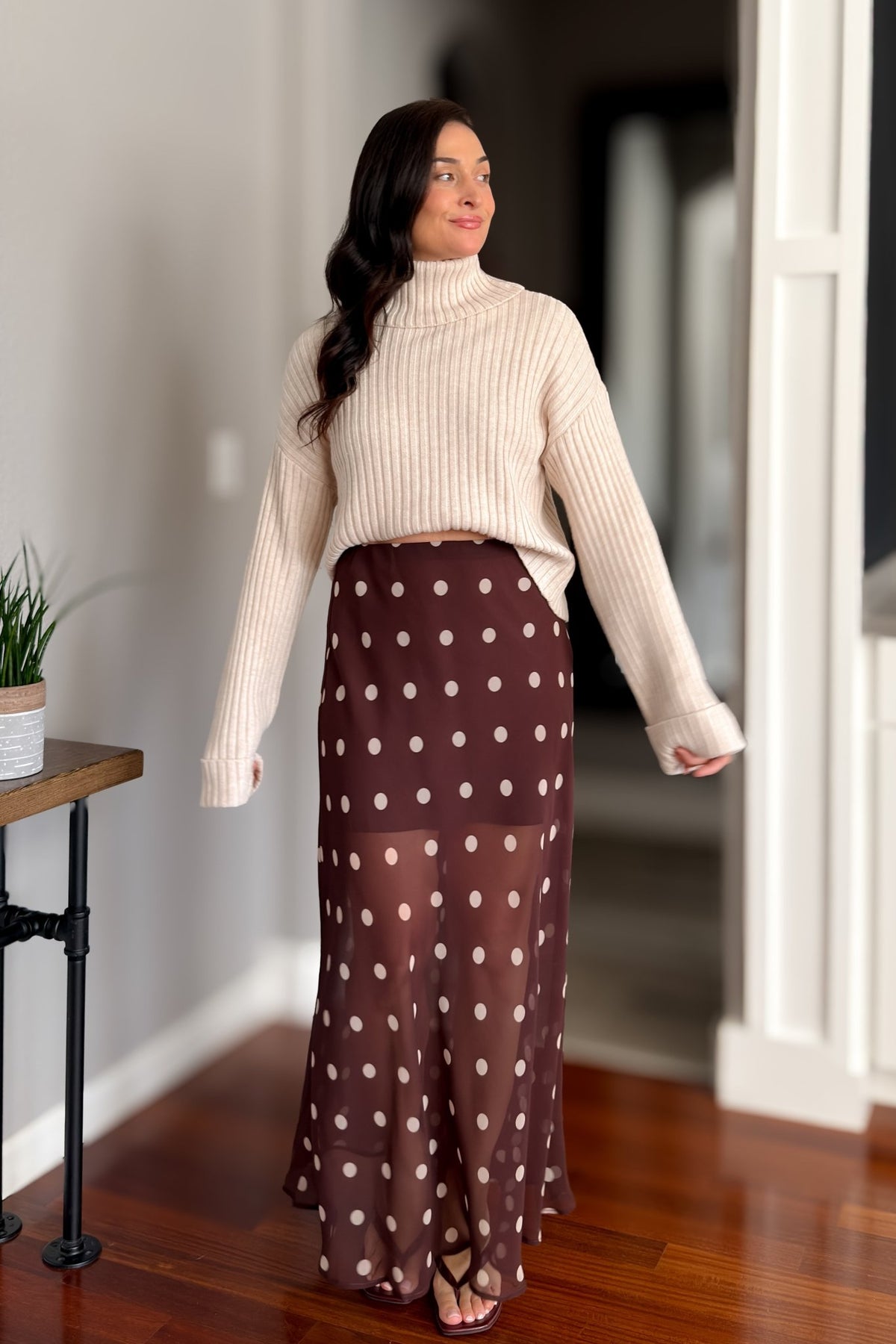 Weekend LA beige ribbed merino blend sweater with drop shoulder and classic fit