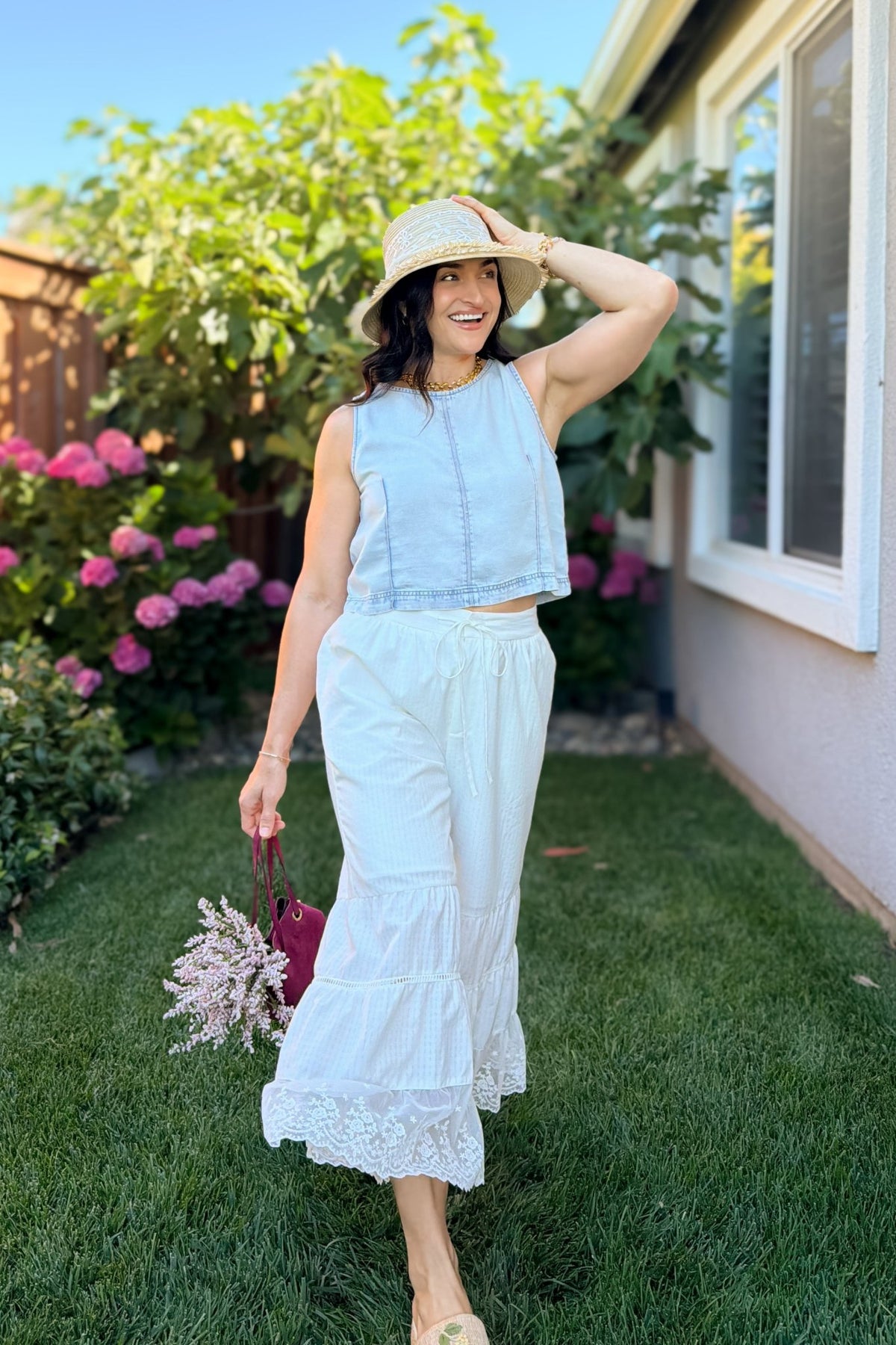 Light Wash Lyocell Cropped Tank Top - Women's Shirts & Tops - Blooming Daily