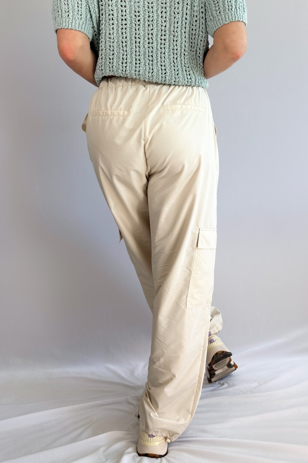 Loose Fit Parachute | Airy Cargo Pants | Light Beige - Women&#39;s Pants - Blooming Daily