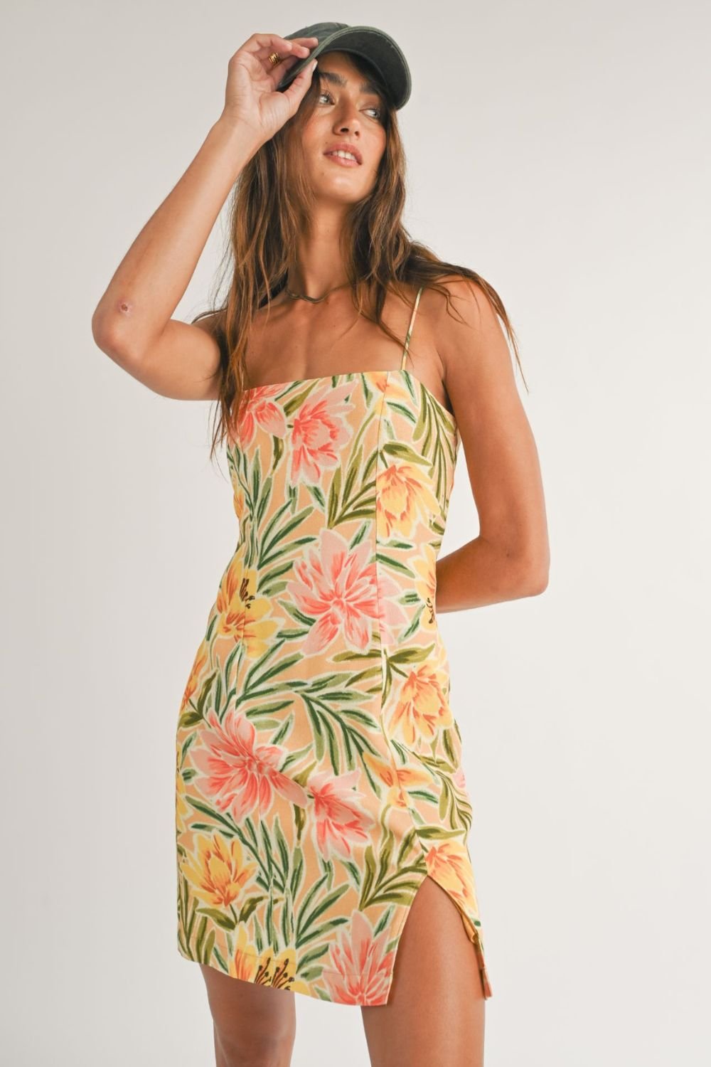 Sage The Label Floral Mini Dress - Tan L / Tan Multi Sage The Label Floral Mini Dress - Tan L / Tan Multi