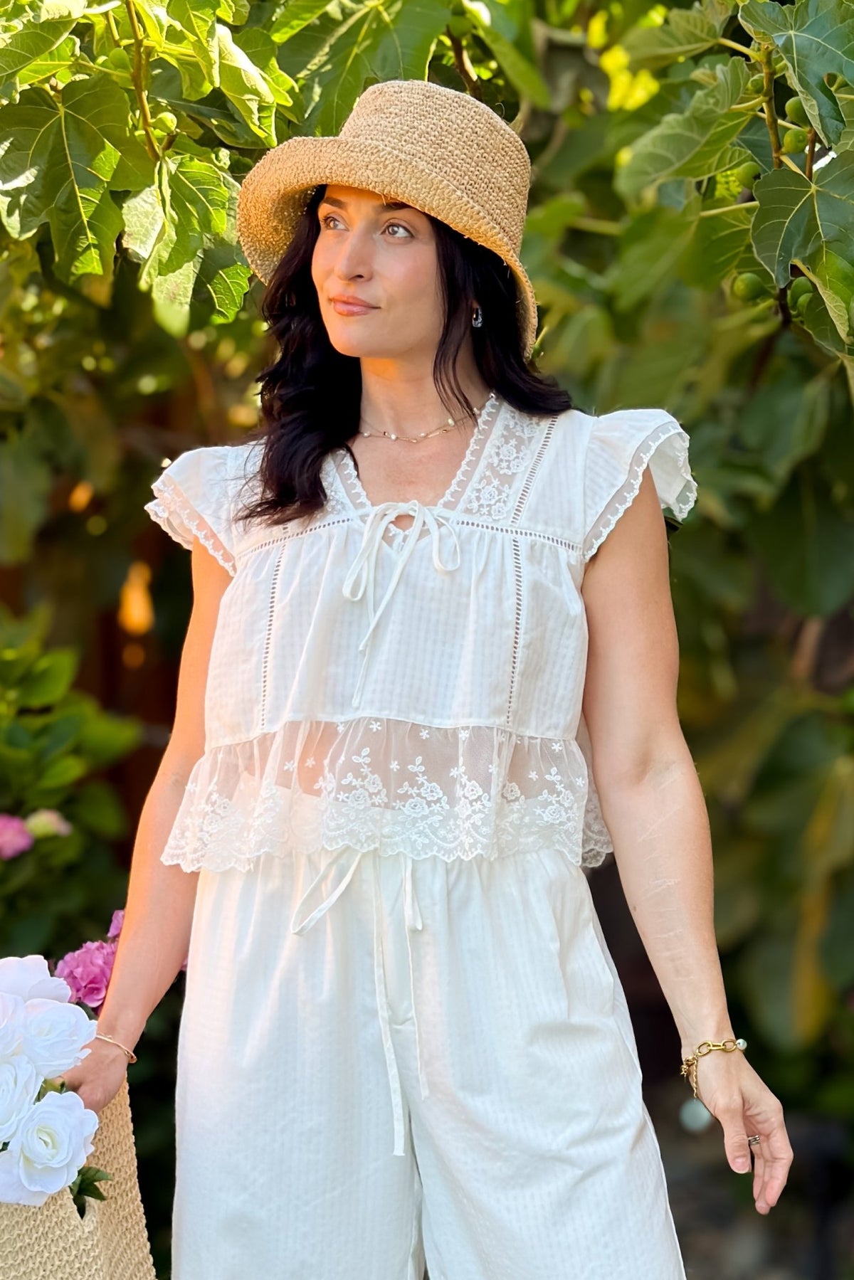 Natural Crocheted Raffia Bucket Hat - Women's Accessories - Blooming Daily