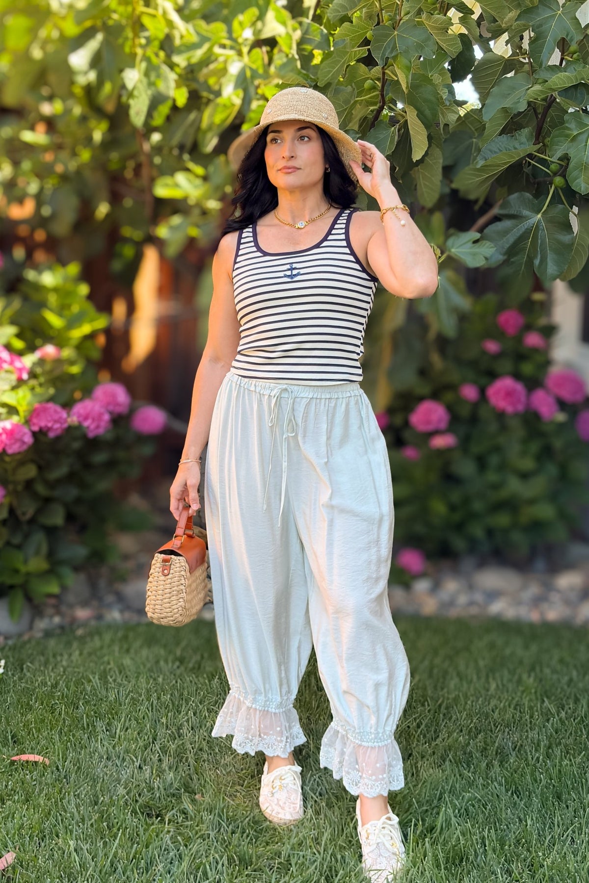 Navy Striped Anchor Tank Top - Women's Shirts & Tops - Blooming Daily