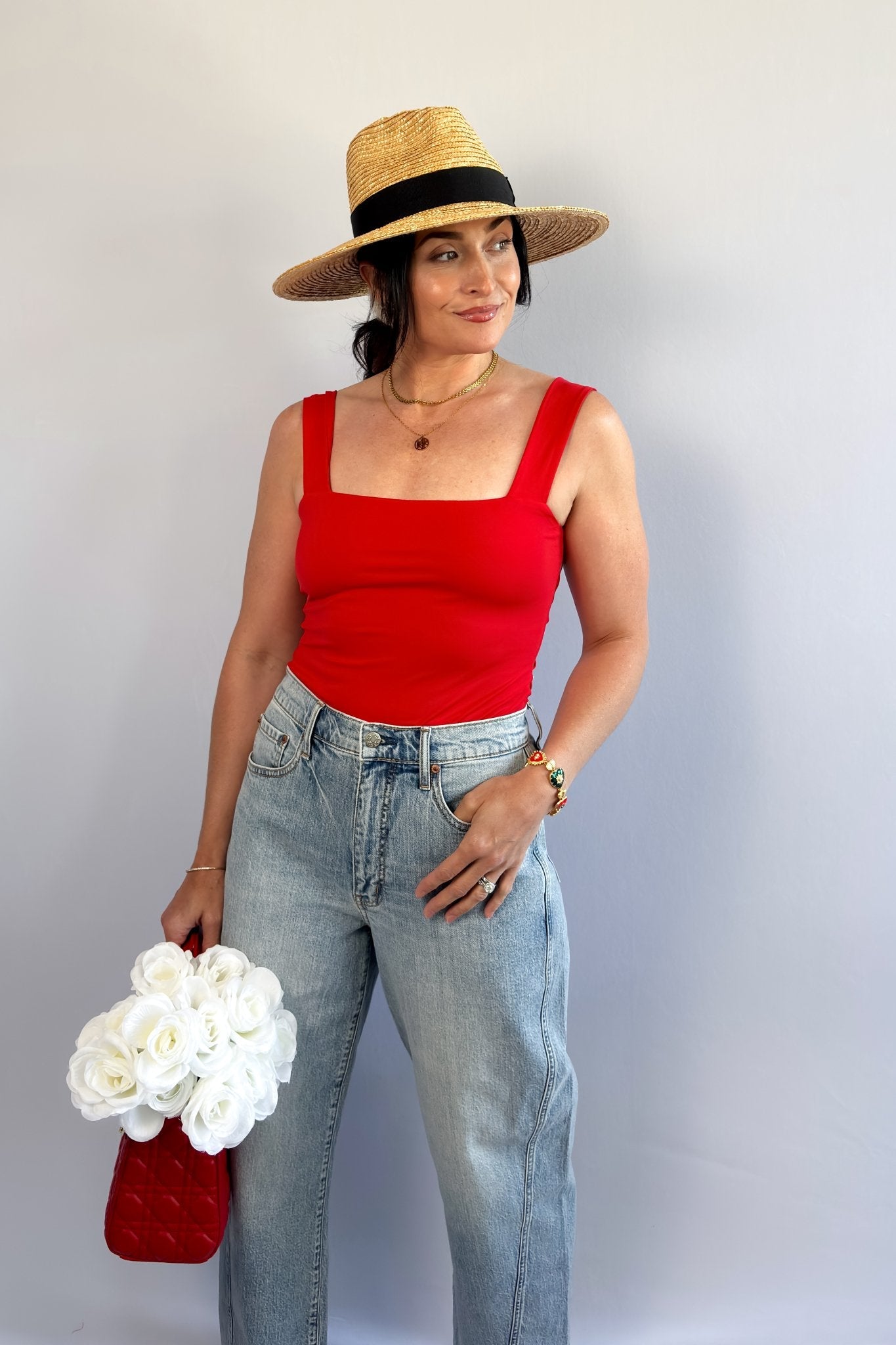 Open Back Bodysuit Top | Red - Women's Bodysuit - Blooming Daily