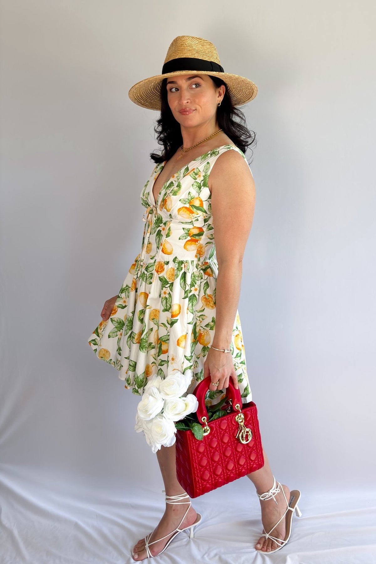 Picnic Print | Low Cut Bodice | Cotton Mini Dress - Women&#39;s Dresses - Blooming Daily