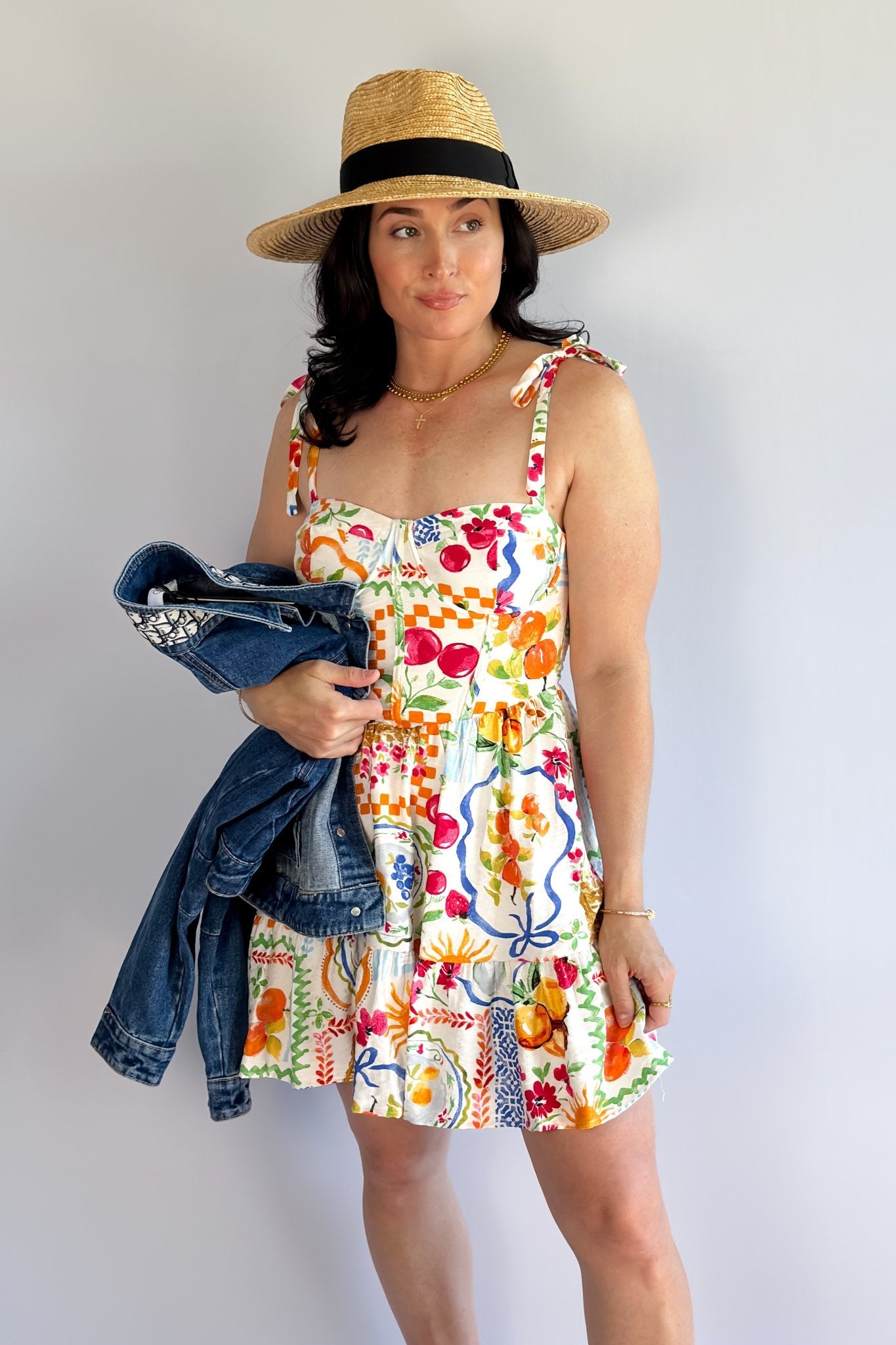 Picnic Print Corset Mini Dress