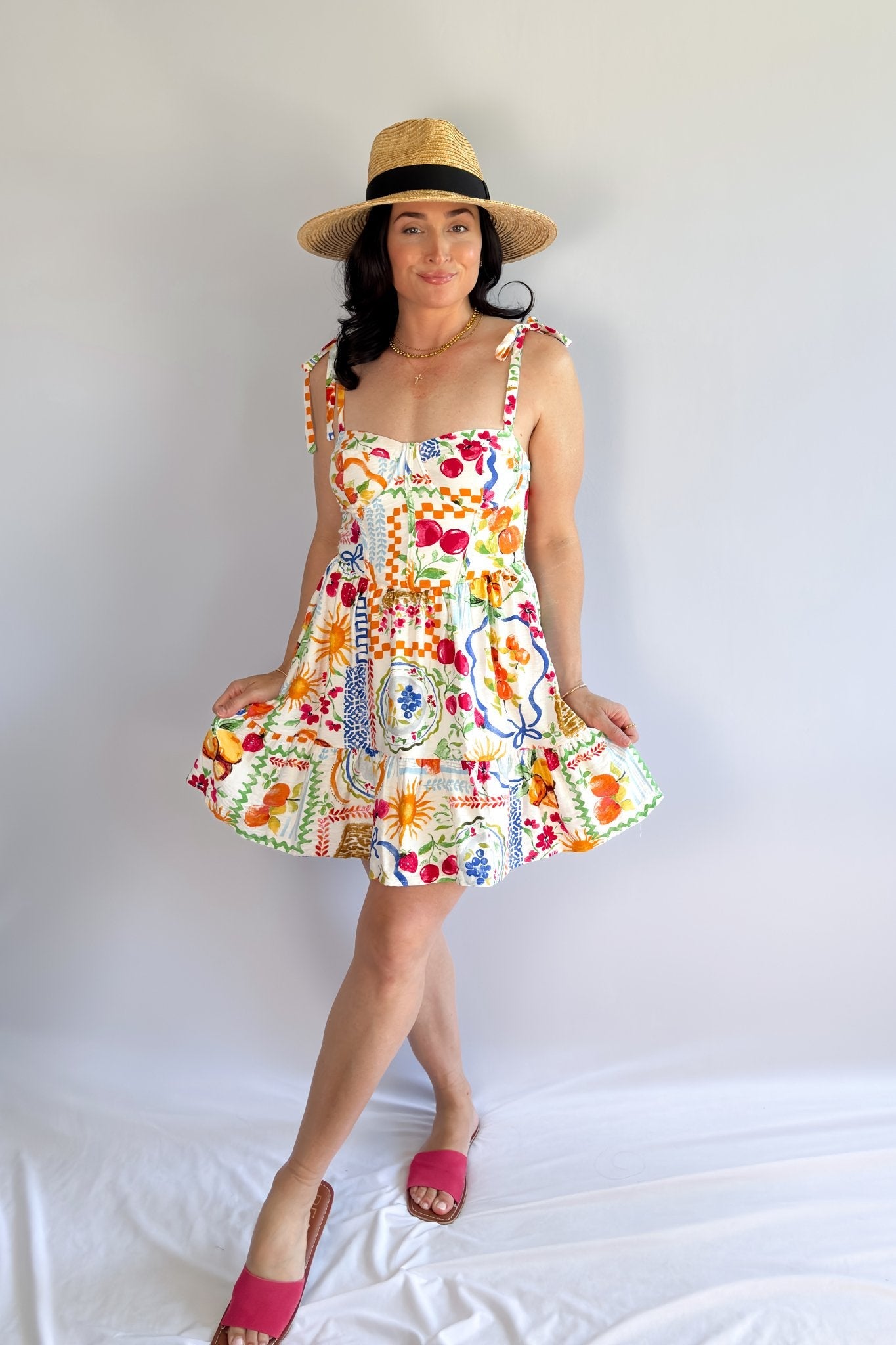 Picnic Print Corset Mini Dress