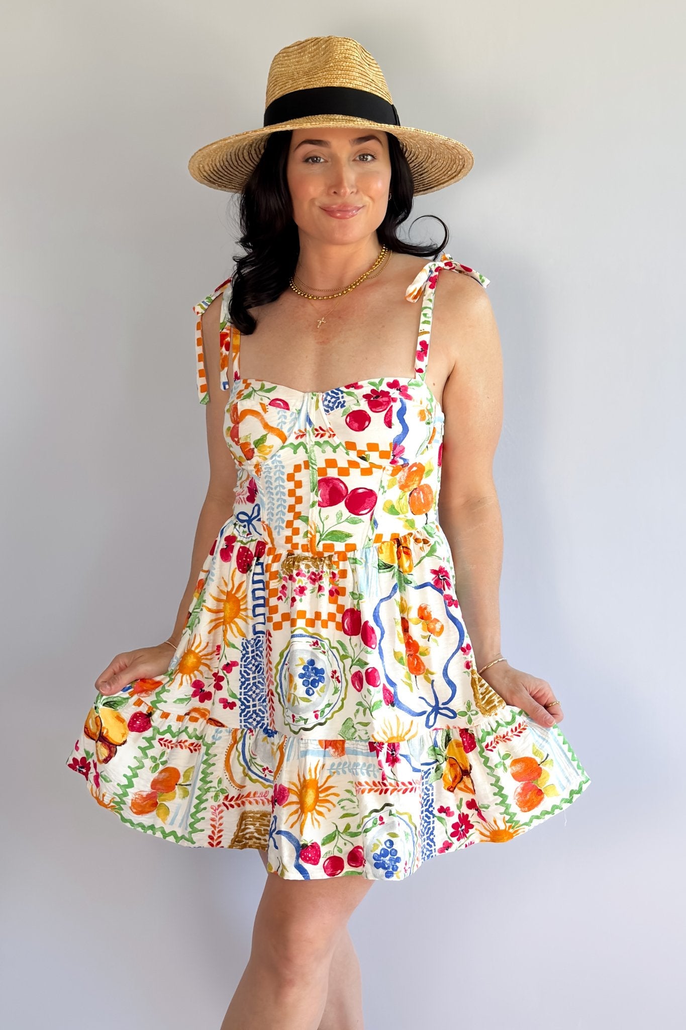 picnic party dress Green Floral Short Casual Party Dress with Puff Sleeve Mint Green / XSmall