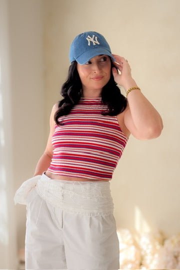 Red Blue Striped Knit Tank Top Women - Women's Shirts & Tops - Blooming Daily
