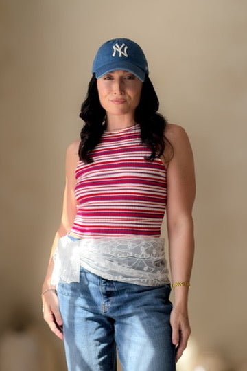 Red Blue Striped Knit Tank Top Women - Women's Shirts & Tops - Blooming Daily