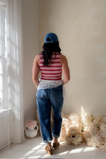 Red Blue Striped Knit Tank Top Women - Women's Shirts & Tops - Blooming Daily