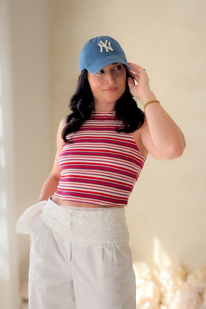 Red Blue Striped Knit Tank Top Women - Women's Shirts & Tops - Blooming Daily
