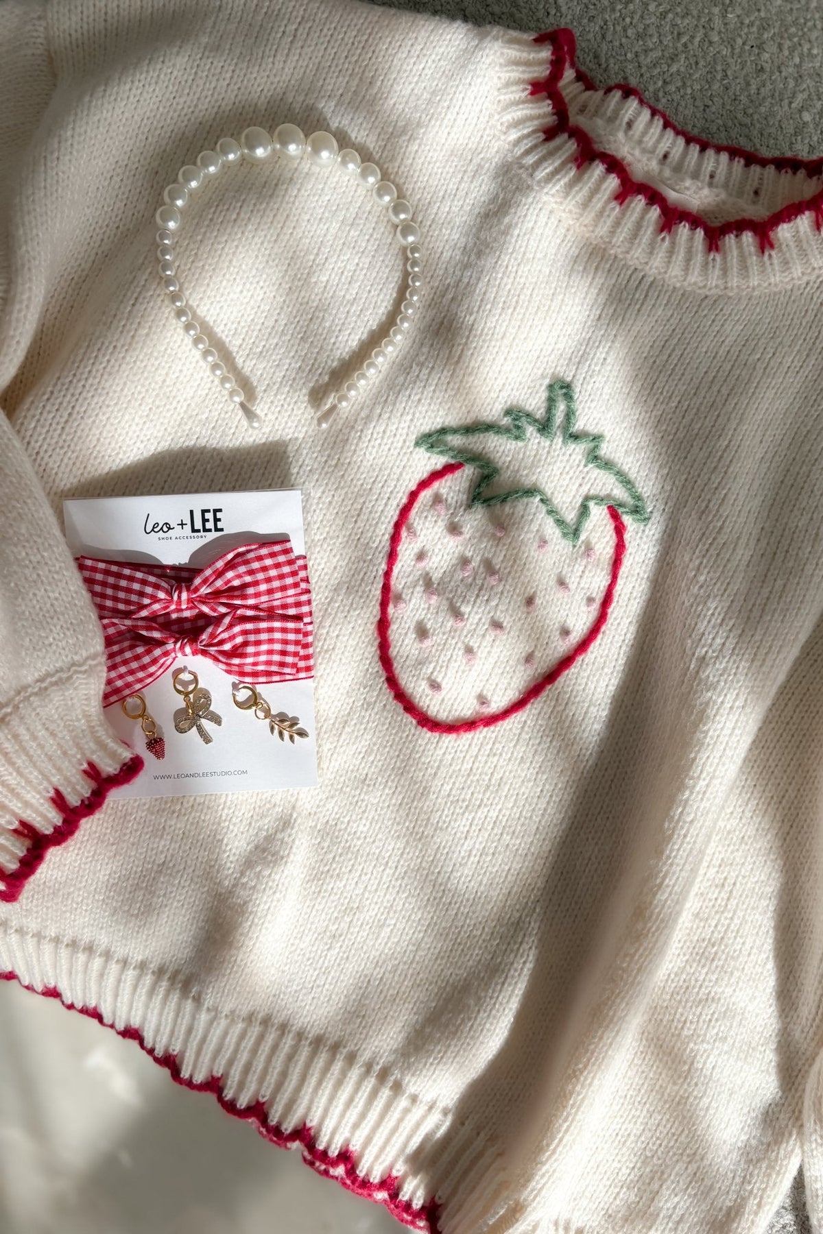 Red Gingham Ribbon Shoe Laces with Gold Charms - Women's Shoes - Blooming Daily