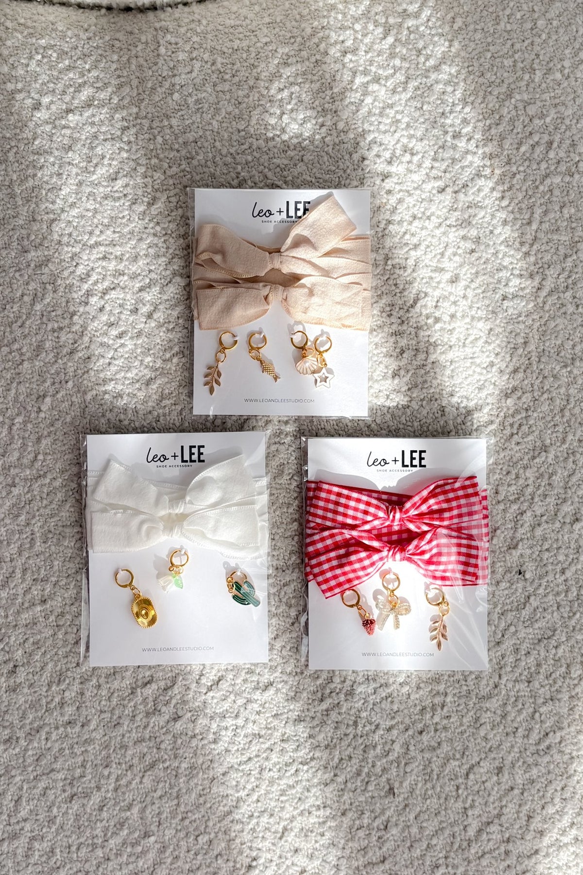 Red Gingham Ribbon Shoe Laces with Gold Charms - Women's Shoes - Blooming Daily