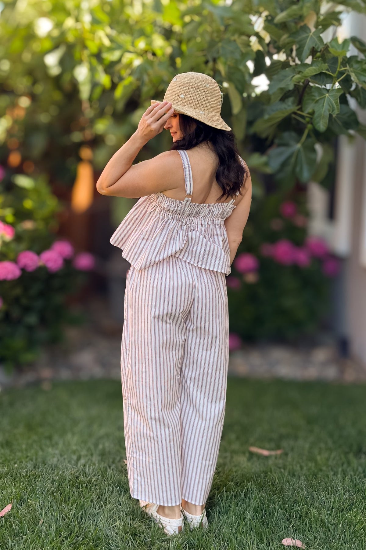 Red & Navy Stripe Cotton Poplin Matching Set - Outfit Sets - Blooming Daily