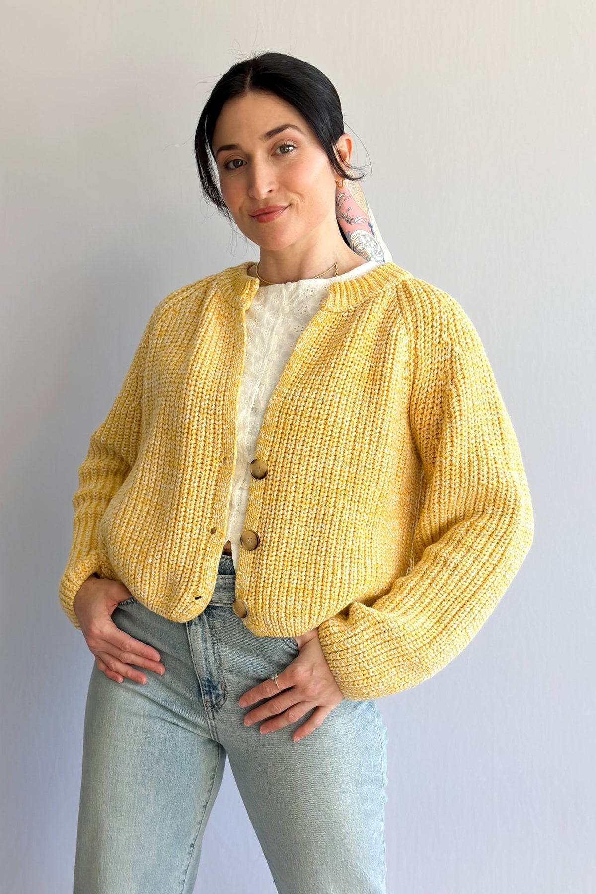 Sadie and Sage Brand Yellow Chunky Knit Cardigan - Women&#39;s Shirts &amp; Tops - Blooming Daily