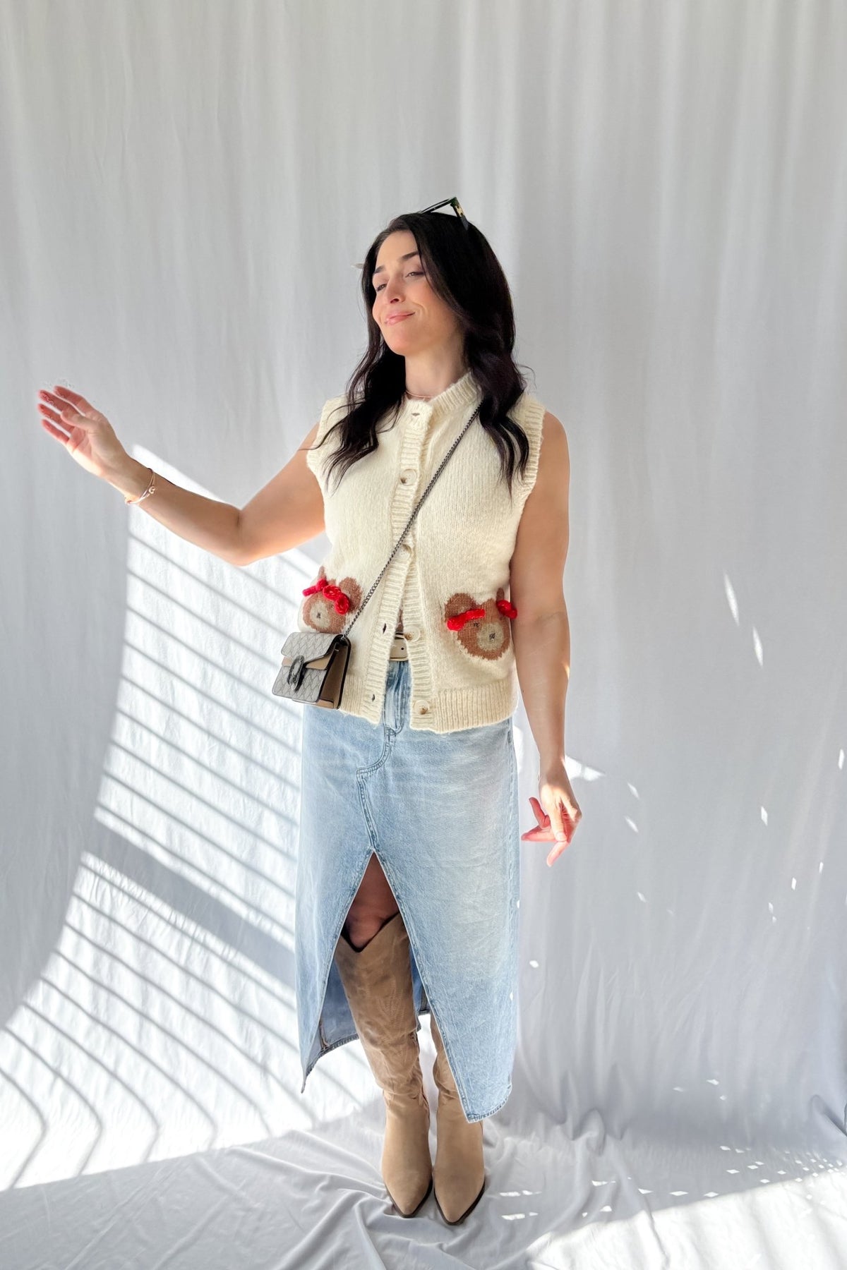 Sofie The Label | Teddy Bear Button Down Knit Vest | Cream - Women&#39;s Shirts &amp; Tops - Blooming Daily