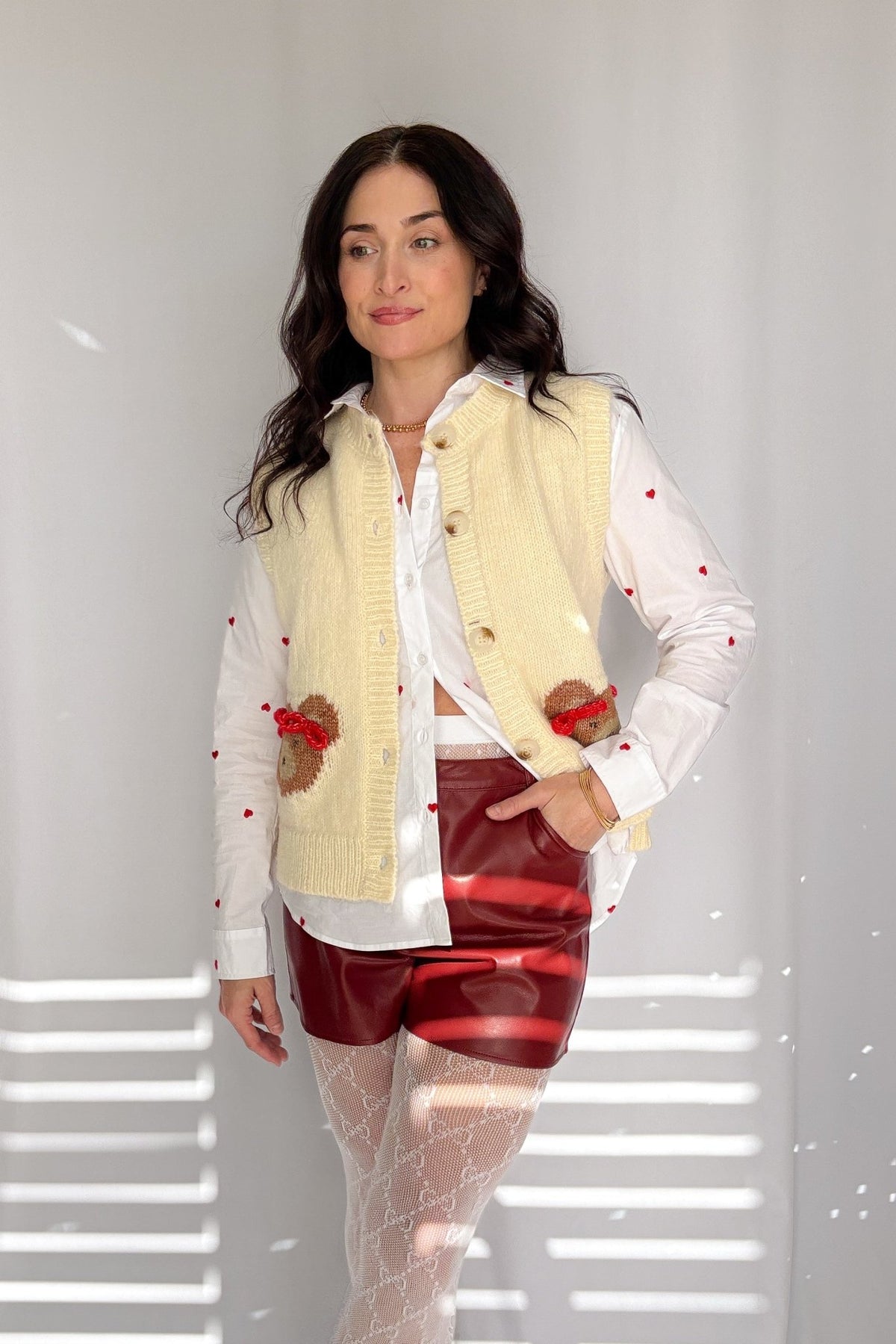 Sofie The Label | Teddy Bear Button Down Knit Vest | Cream - Women&#39;s Shirts &amp; Tops - Blooming Daily