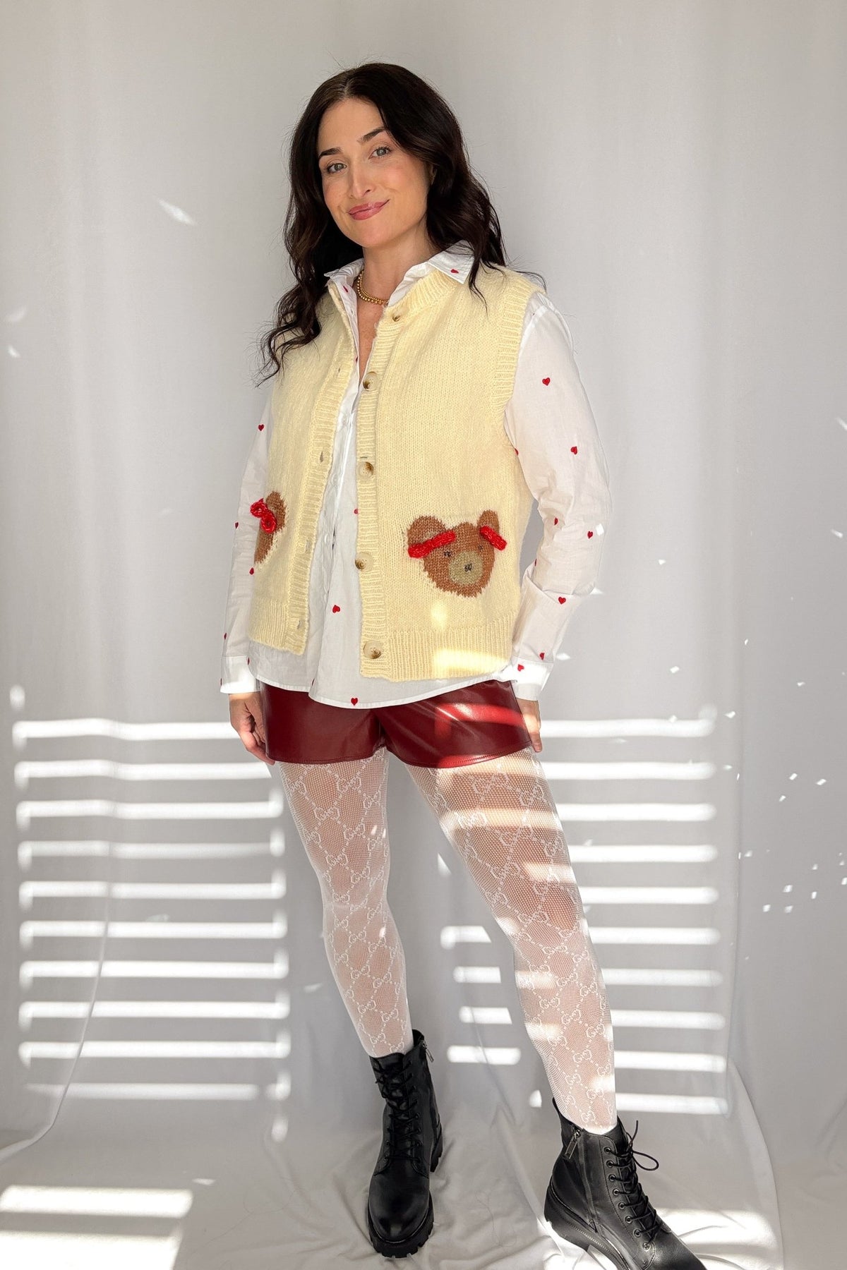 Sofie The Label | Teddy Bear Button Down Knit Vest | Cream - Women&#39;s Shirts &amp; Tops - Blooming Daily