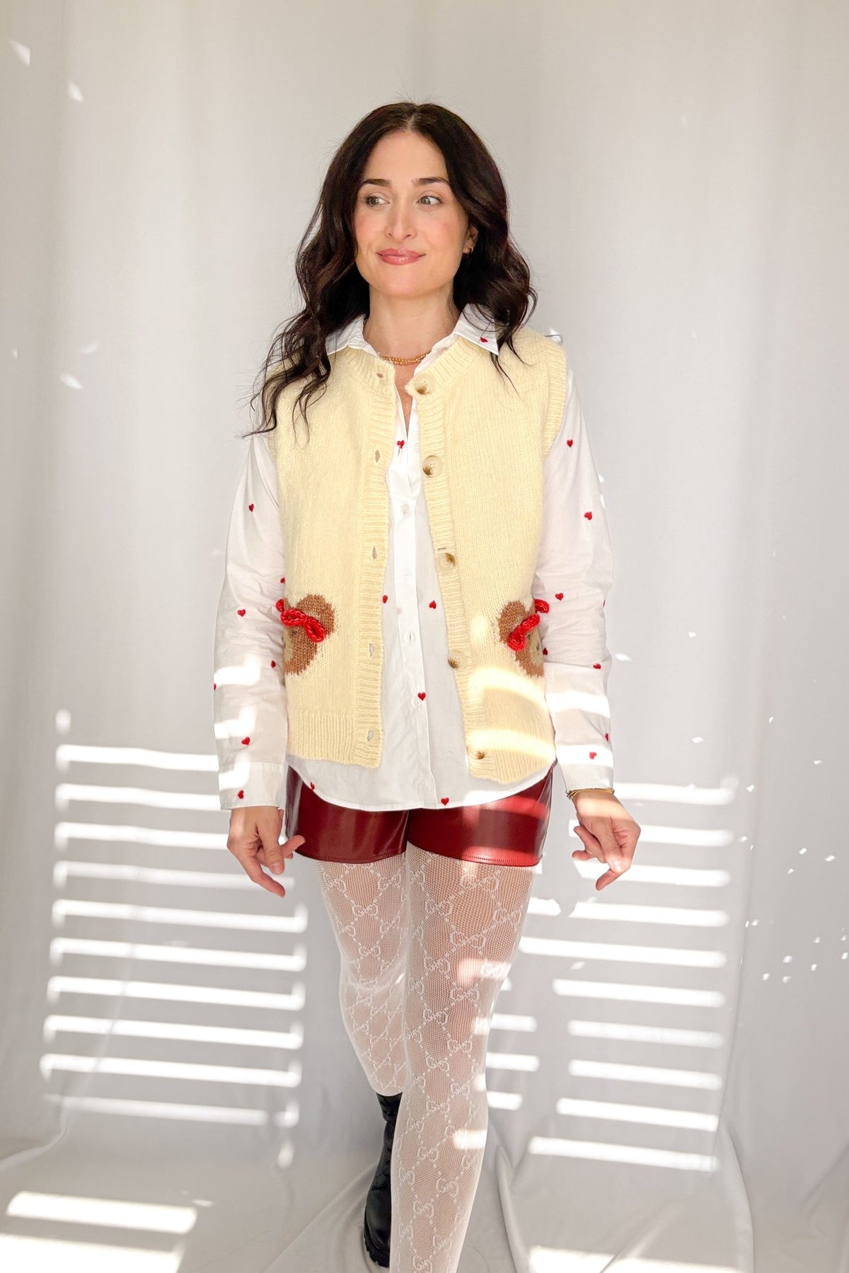 Sofie The Label | Teddy Bear Button Down Knit Vest | Cream - Women&#39;s Shirts &amp; Tops - Blooming Daily