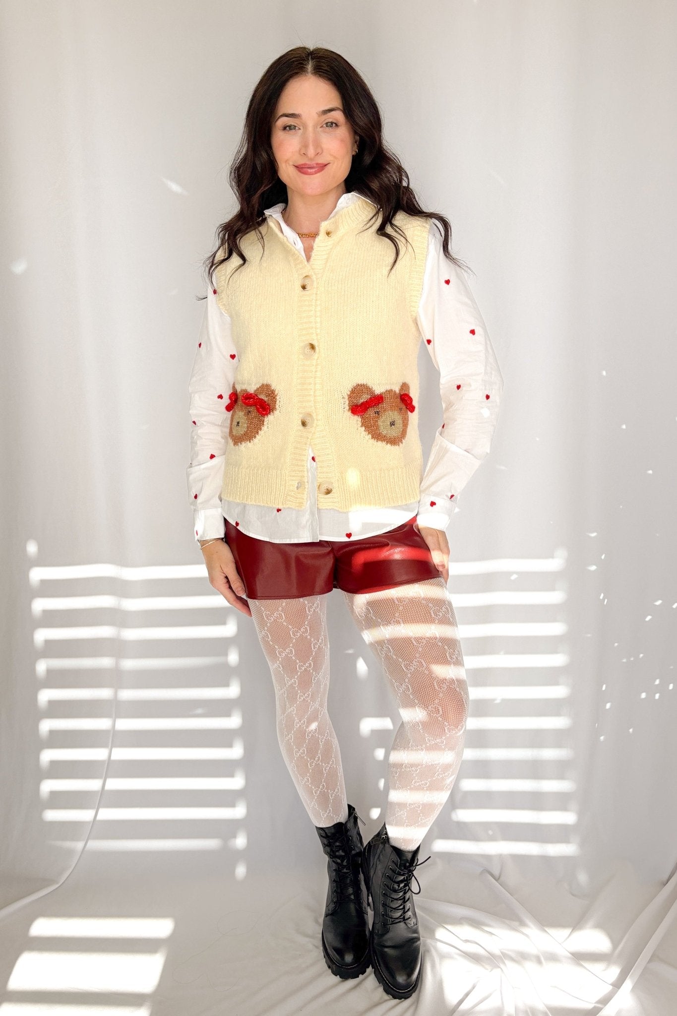 Sofie The Label | Teddy Bear Button Down Knit Vest | Cream - Women's Shirts & Tops - Blooming Daily