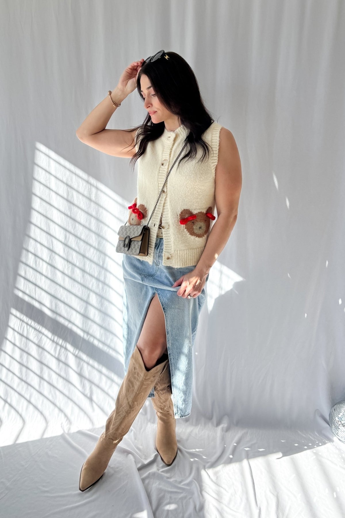 Sofie The Label | Teddy Bear Button Down Knit Vest | Cream - Women&#39;s Shirts &amp; Tops - Blooming Daily