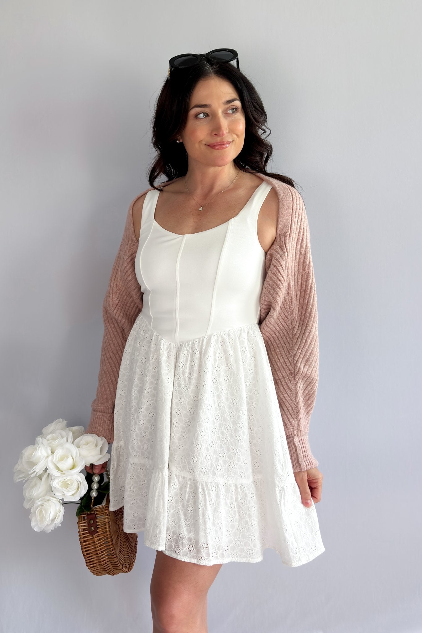 Sadie & Sage White Corset Mini Dress