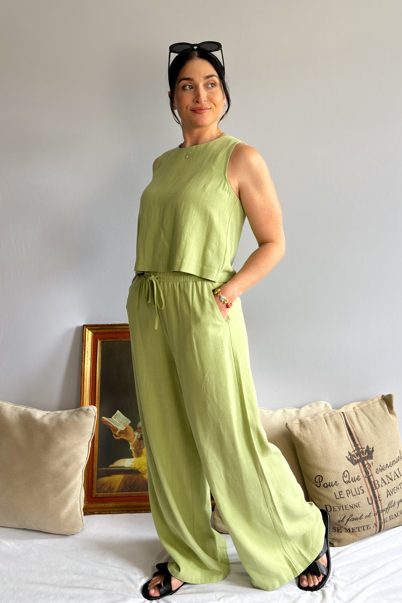 Sugarloaf Pants | Wide Leg Linen Pants Palazzo - Women's Pants - Blooming Daily