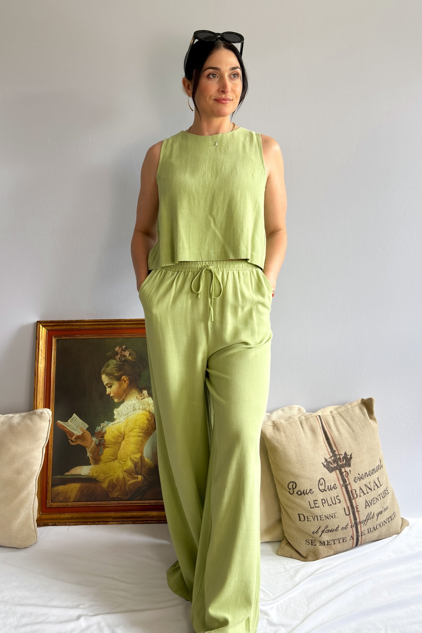 Sugarloaf Pants | Wide Leg Linen Pants Palazzo - Women's Pants - Blooming Daily