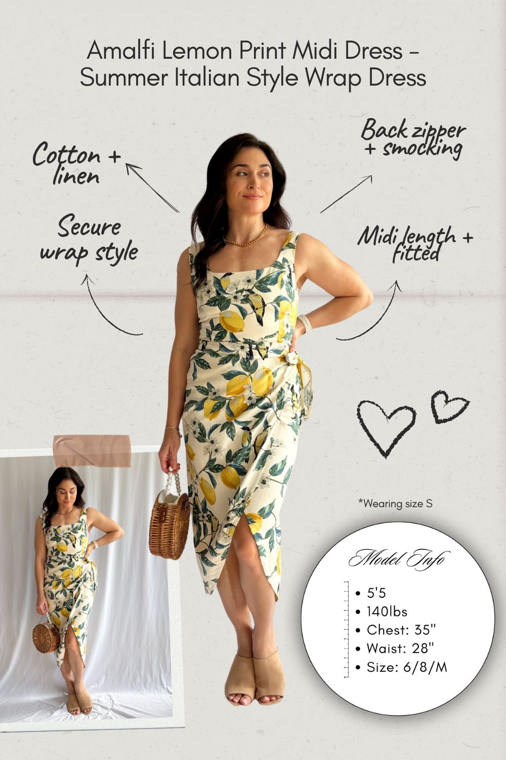 The Dress Forum Linen Wrap Dress White Lemon Print Midi Dress - Women's Dresses - Blooming Daily