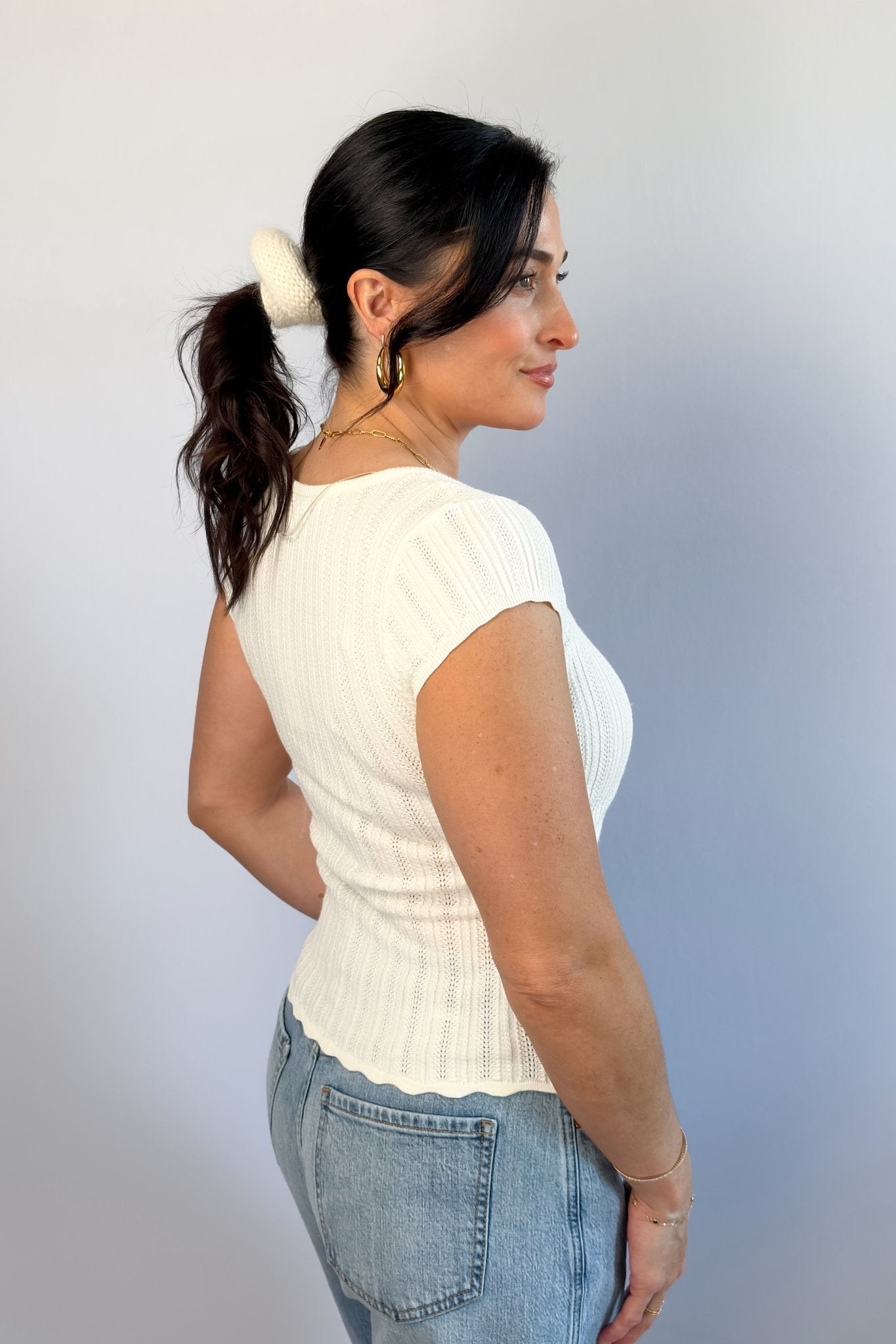 Thread & Supply | Aster Top | White Stretch Knit Shirt - Women's Shirts & Tops - Blooming Daily