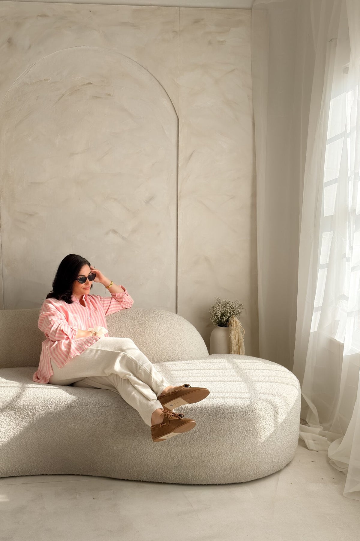 Thread & Supply Eden Shirt – Pink Stripe Linen Blend Women’s Shirt - Women's Shirts & Tops - Blooming Daily