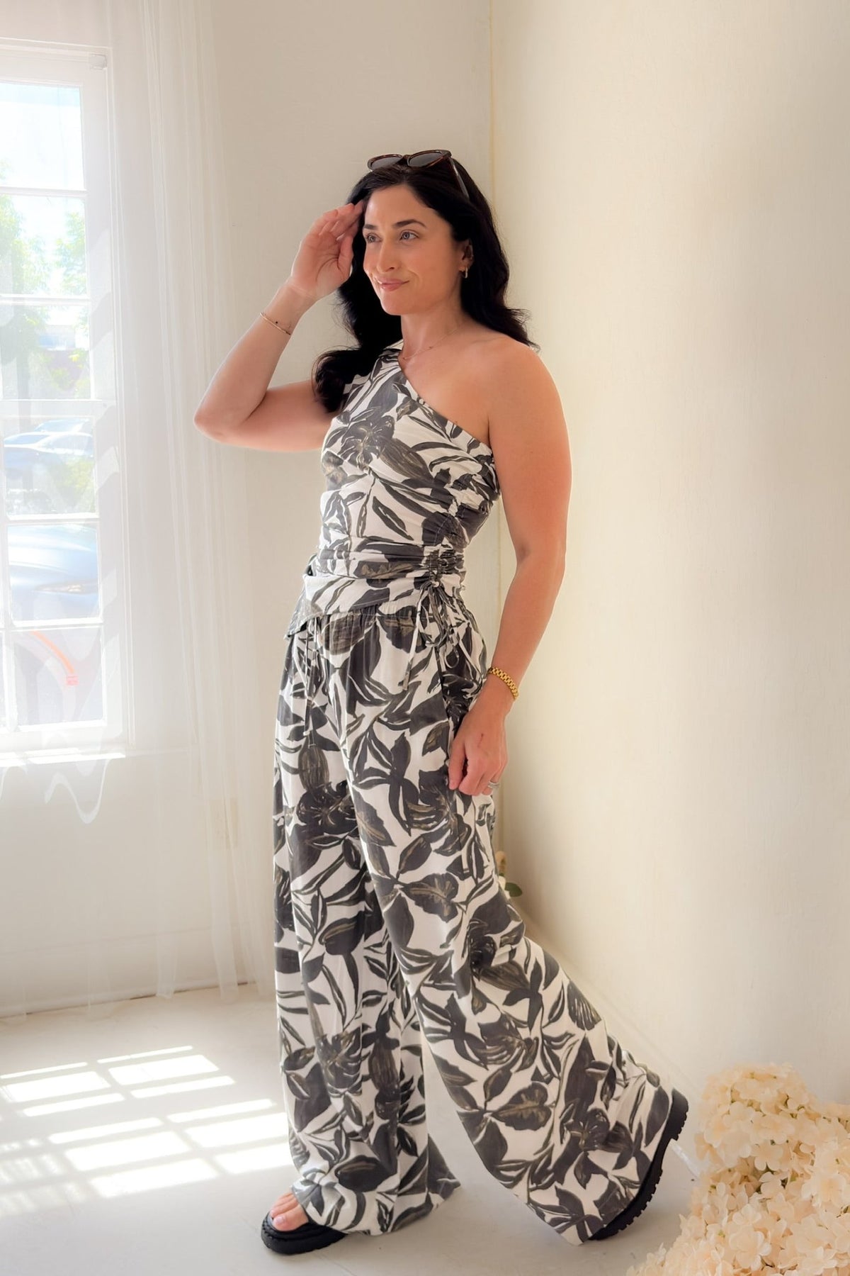 Tropical Print One Shoulder Top - Women's Shirts & Tops - Blooming Daily