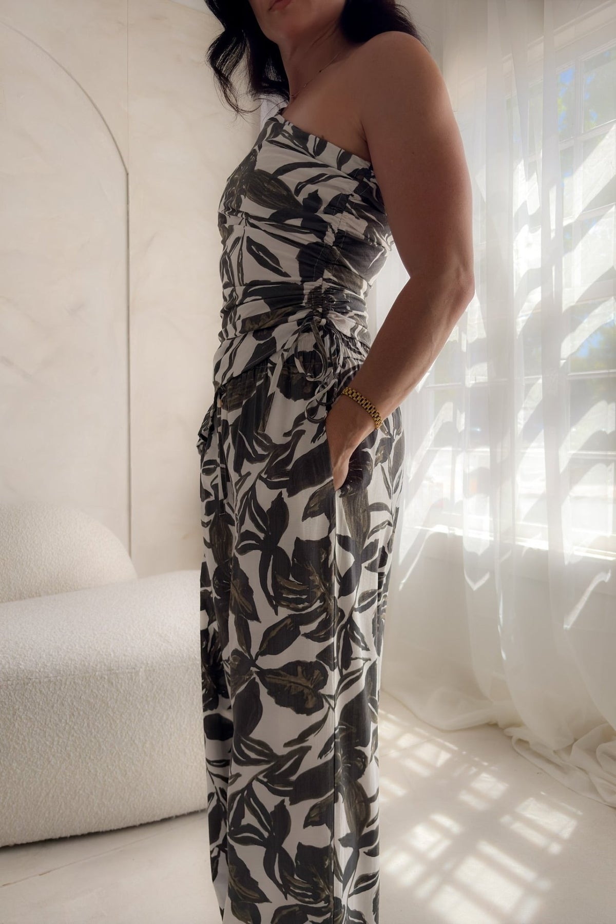 Tropical Print Wide Leg Pants - Women's Pants - Blooming Daily