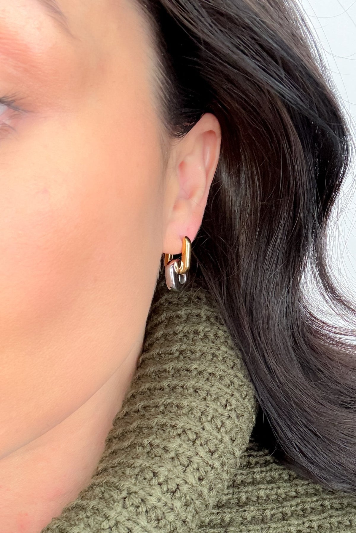 Two - Tone Chain Link Earrings – 18K Gold Plated Stainless Steel - Women's Jewelry - Blooming Daily