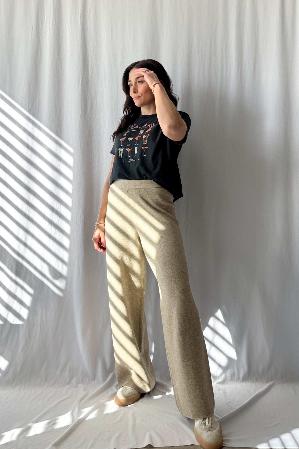 Ultra Soft Knit Wide Leg Pants - Stretchy Relaxed Fit Lounge Wear - Women&#39;s Pants - Blooming Daily