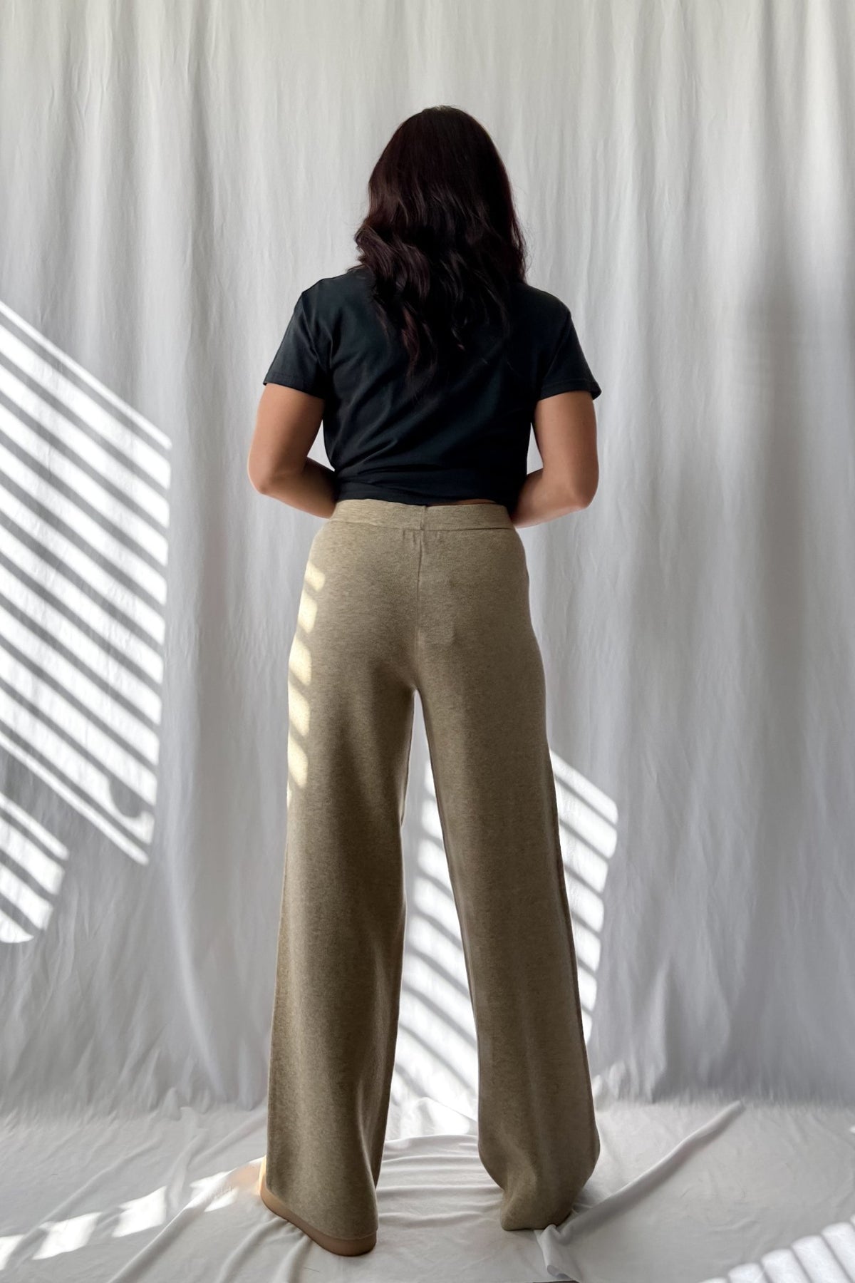 Ultra Soft Knit Wide Leg Pants - Stretchy Relaxed Fit Lounge Wear - Women&#39;s Pants - Blooming Daily