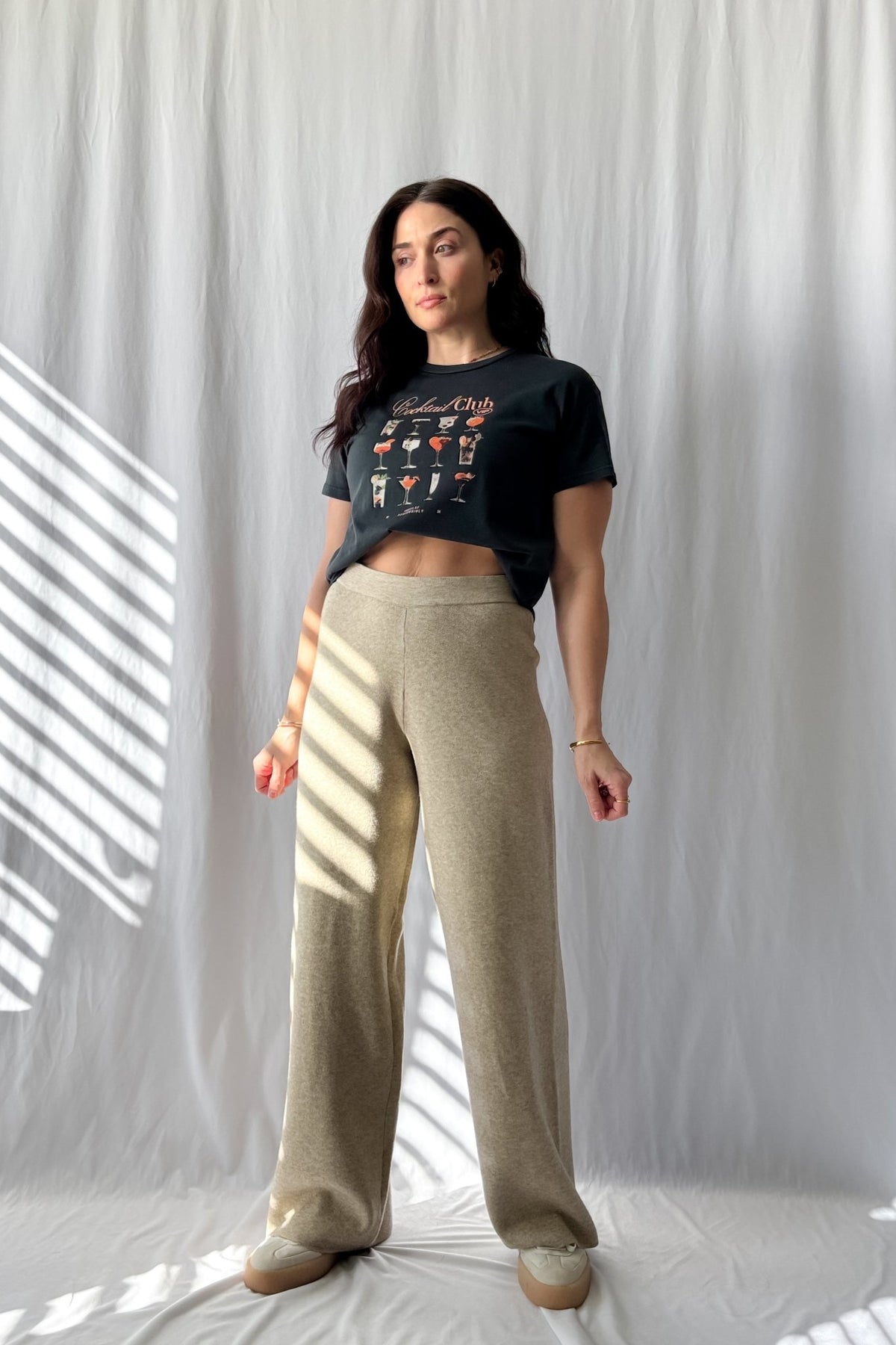 Ultra Soft Knit Wide Leg Pants - Stretchy Relaxed Fit Lounge Wear - Women&#39;s Pants - Blooming Daily