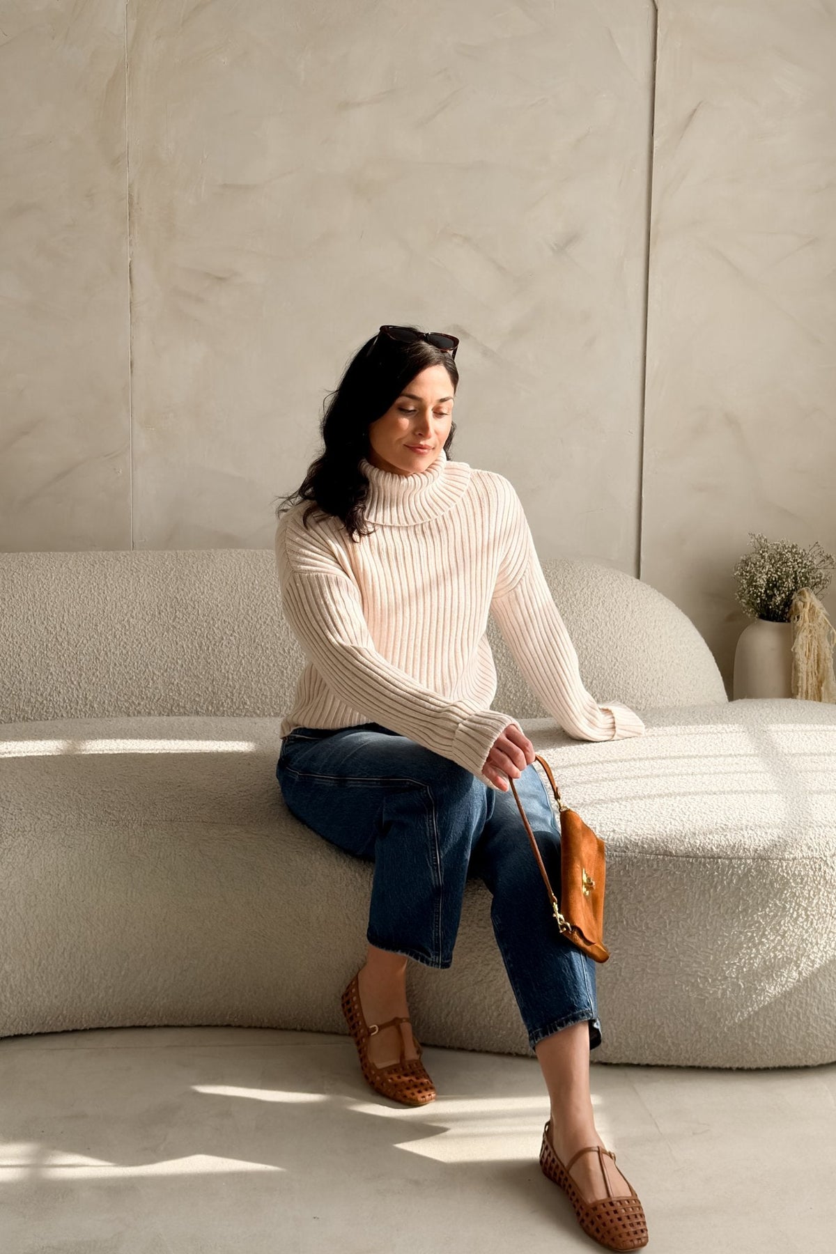 Weekend LA Merino Wool Ribbed Turtleneck Sweater – Soft Stretch - Women's Sweaters - Blooming Daily