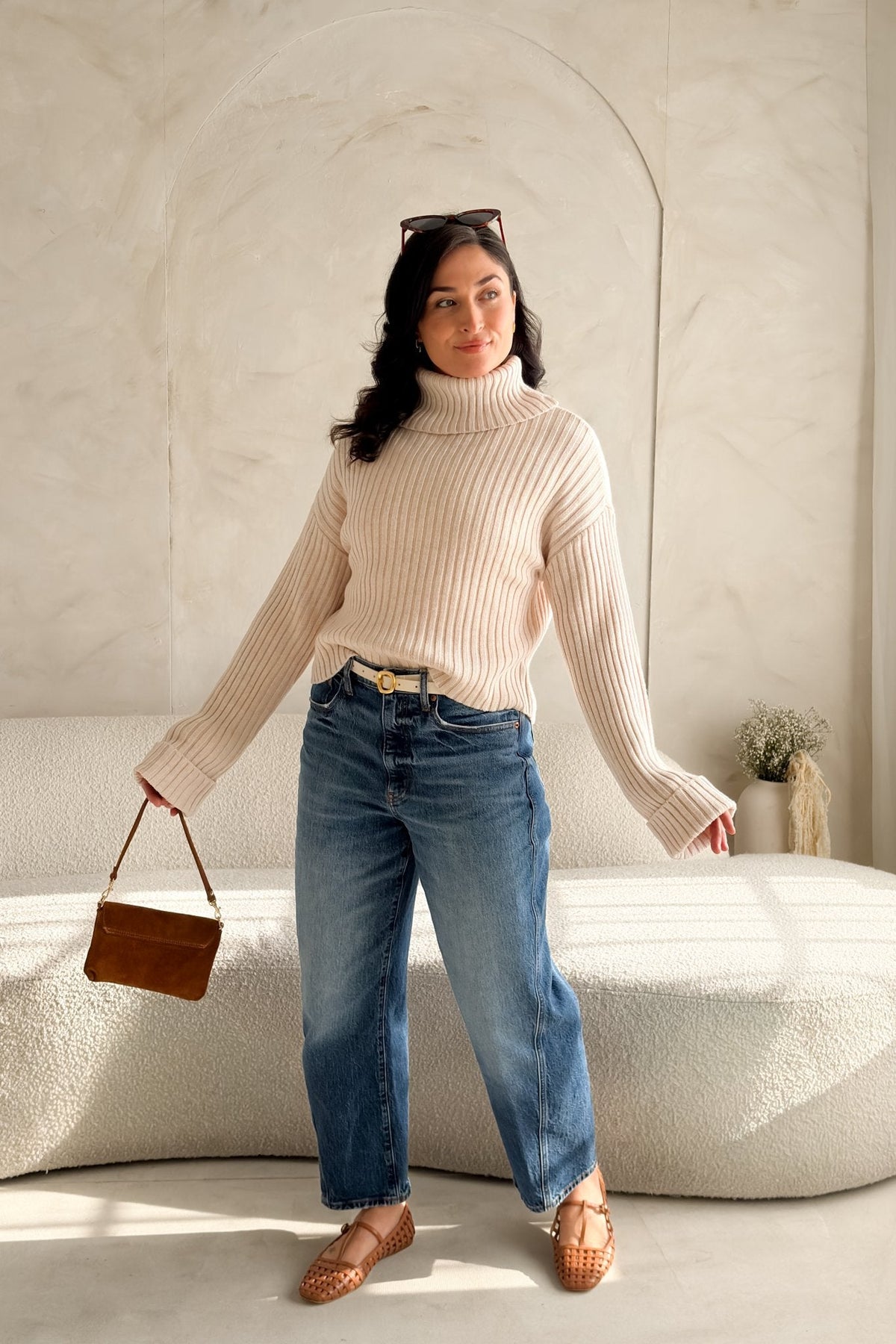 Weekend LA Merino Wool Ribbed Turtleneck Sweater – Soft Stretch - Women's Sweaters - Blooming Daily