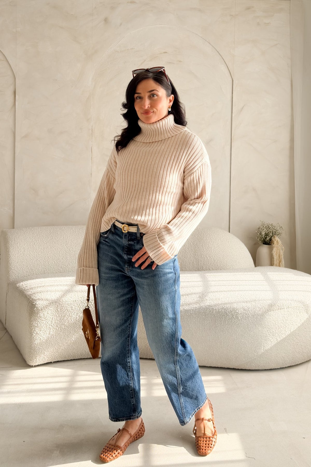 Weekend LA Merino Wool Ribbed Turtleneck Sweater – Soft Stretch - Women's Sweaters - Blooming Daily